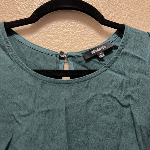 Madewell Pine Forest Green Ruffle  Peplum Dark Teal Tank Top Size XS - Picture 5 of 8